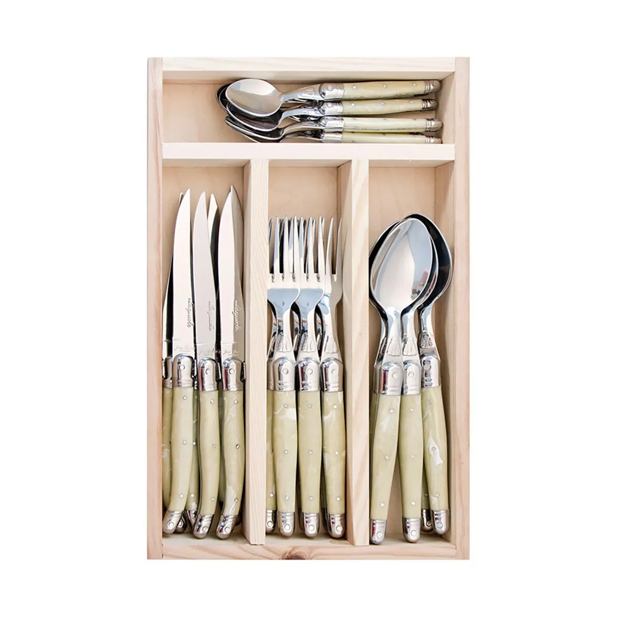 Laguiole Jean Dubost Deluxe Light Horn 24 Piece Cutlery Set