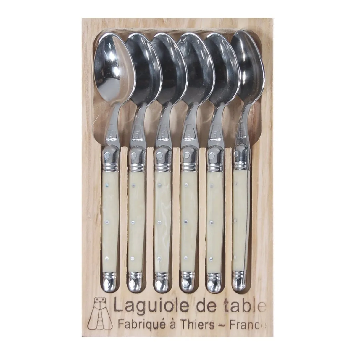 Laguiole Jean Dubost Deluxe Light Horn Teaspoon Set Set of 6