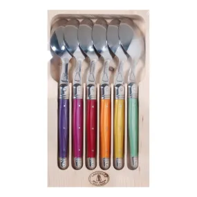 Laguiole Jean Dubost Deluxe Mixed Colour Spoons Set of 6