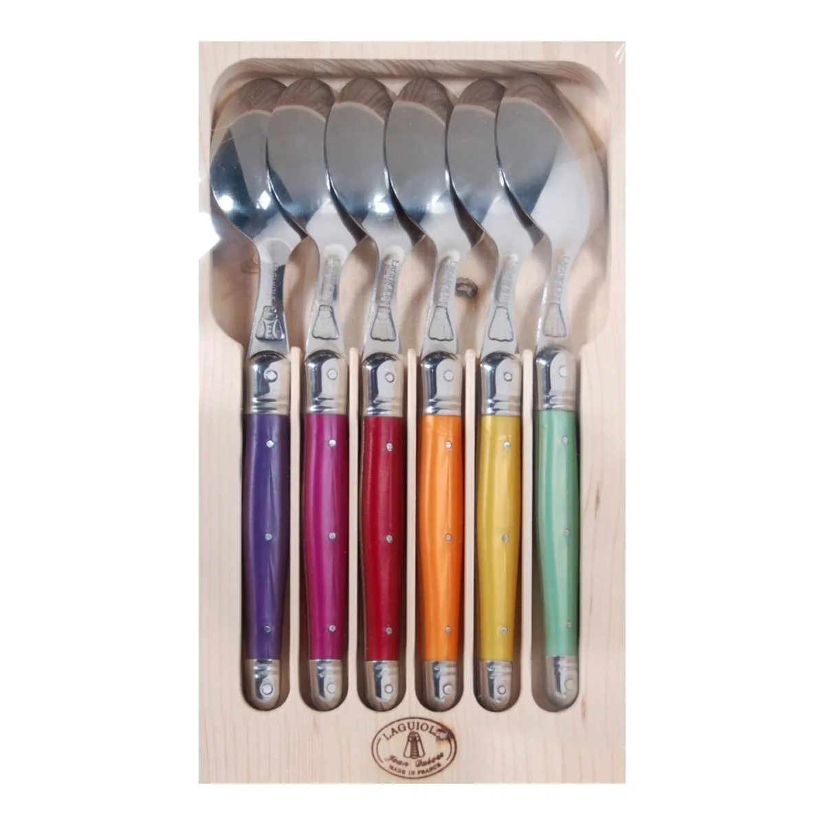 Laguiole Jean Dubost Deluxe Mixed Colour Spoons Set of 6