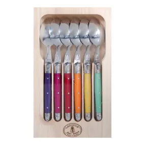Laguiole Jean Dubost Deluxe Mixed Colour Teaspoons Set of 6