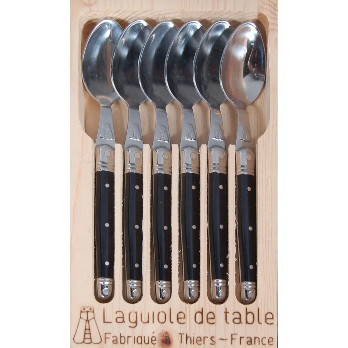 Laguiole Jean Dubost Deluxe Teaspoons Black Set of 6