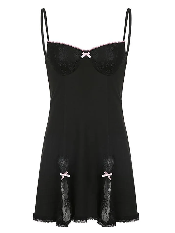 LANFUBEISI - Lace Slip Mini Dress