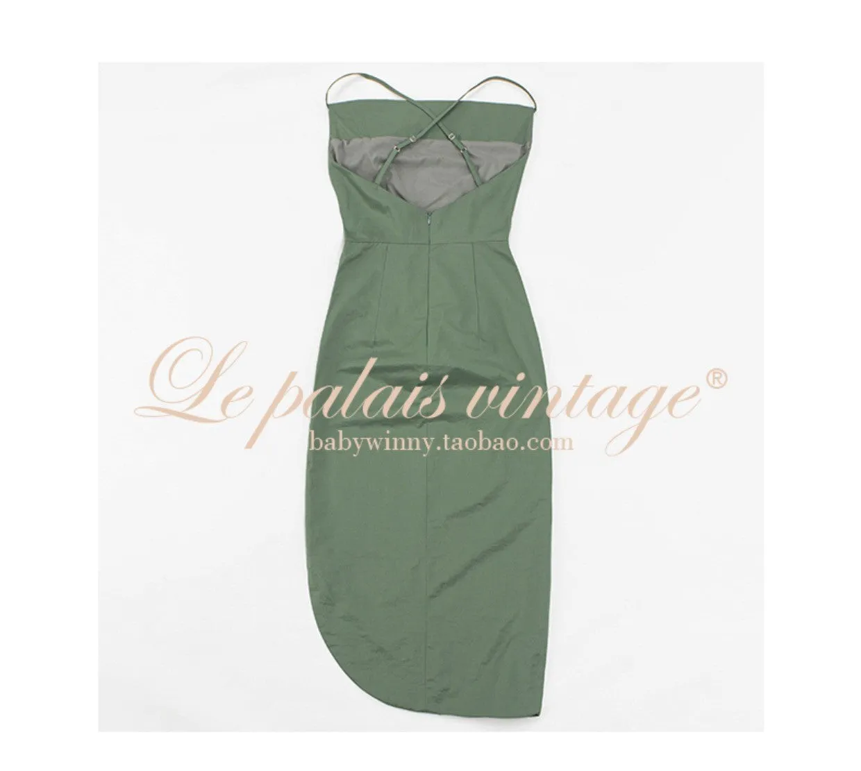 Le Palais Vintage Elegant Two-Piece Sleeveless Pleated Slim Fit Slip Cocktail Dress-Linda