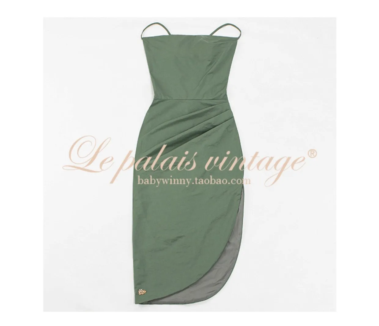 Le Palais Vintage Elegant Two-Piece Sleeveless Pleated Slim Fit Slip Cocktail Dress-Linda