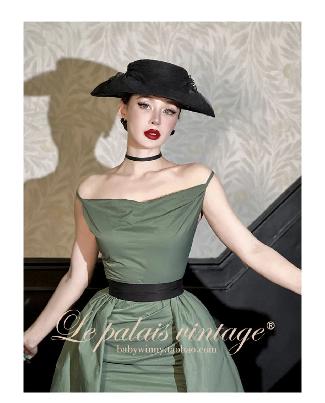 Le Palais Vintage Elegant Two-Piece Sleeveless Pleated Slim Fit Slip Cocktail Dress-Linda