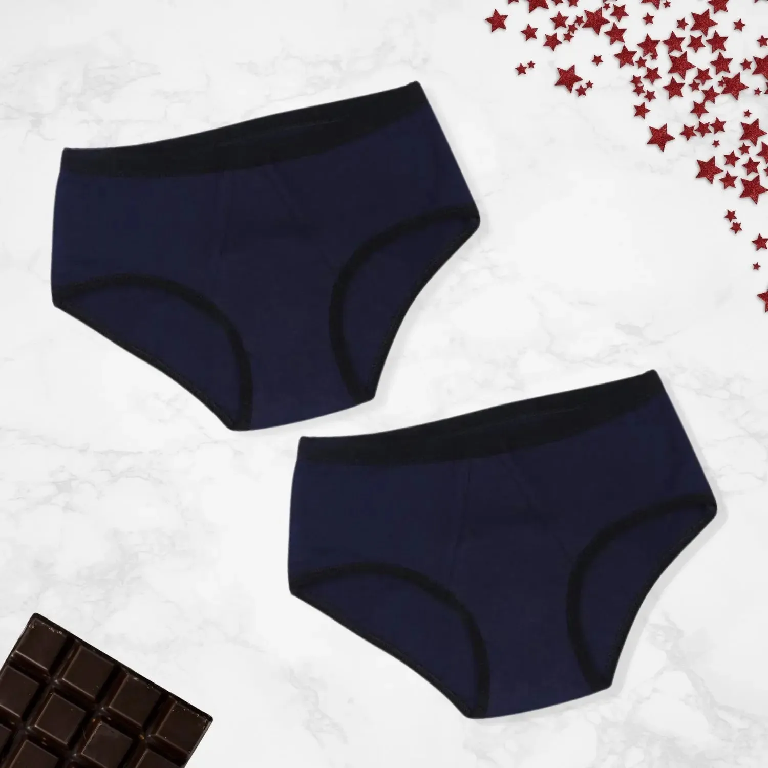 Leakproof & Reusable Navy Blue Period Underwear For Teenager Girls And Women With Antimicrobial Lining | No Pad Needed Pack-of-3