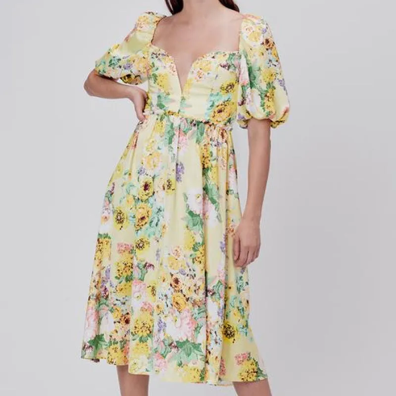 Leigh Floral Midi Dress - S - L