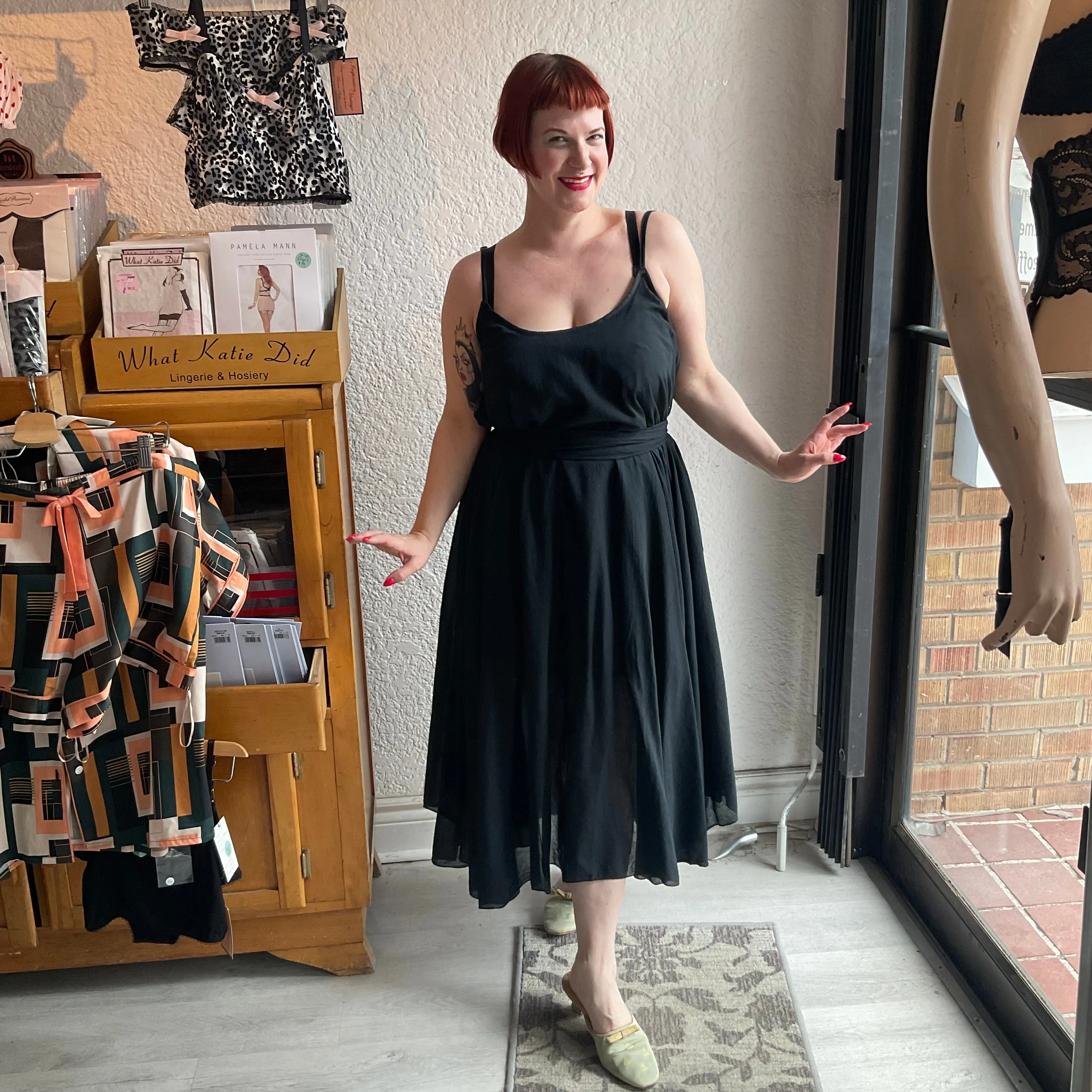 Lightweight Cotton Dress with scarf in Black and Turquoise By Eternelle - XS-XL(  )