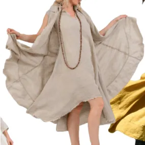 Linen Open Collar Elongated Vest