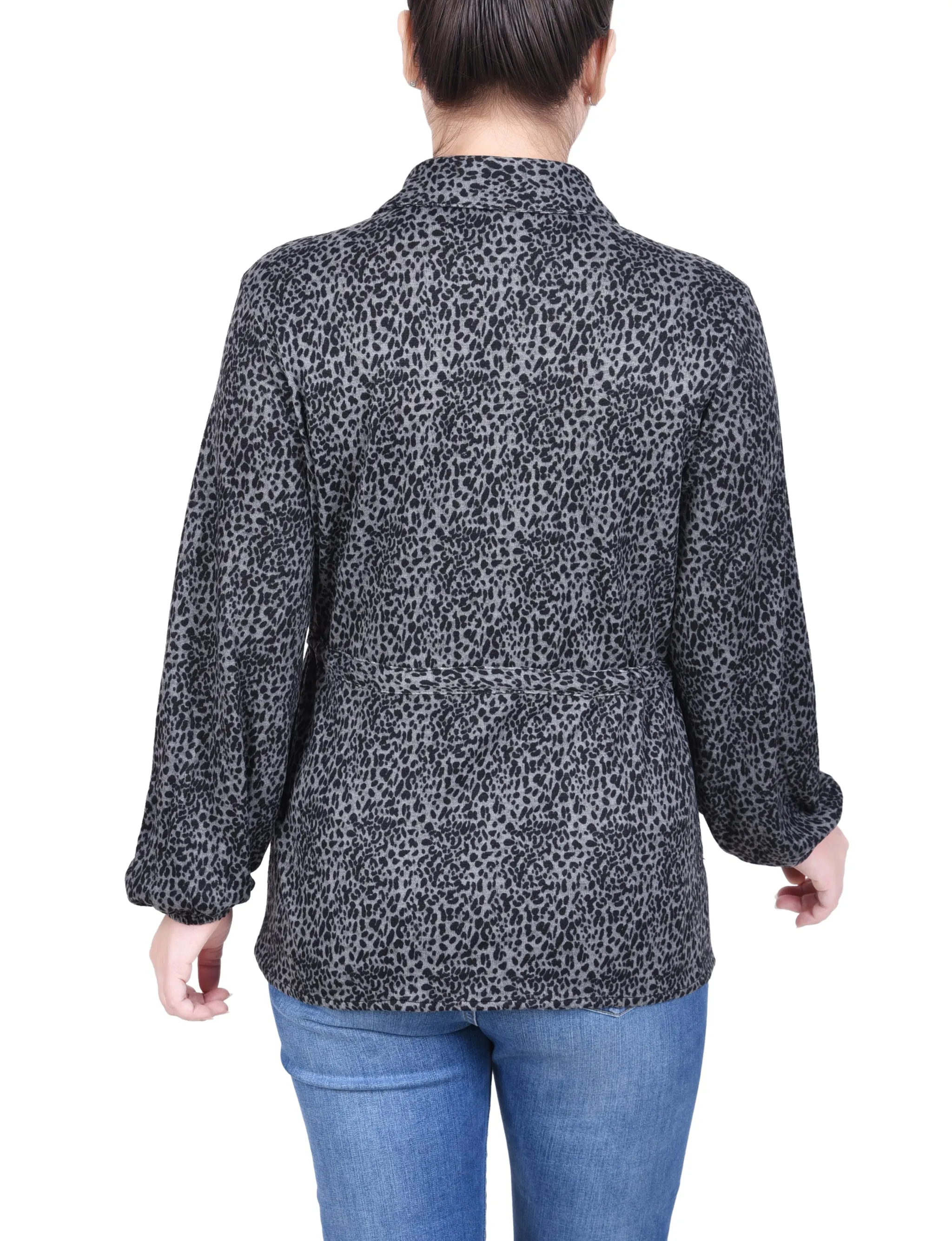 Long Dolman Sleeve Drawstring-Waist Tunic Top