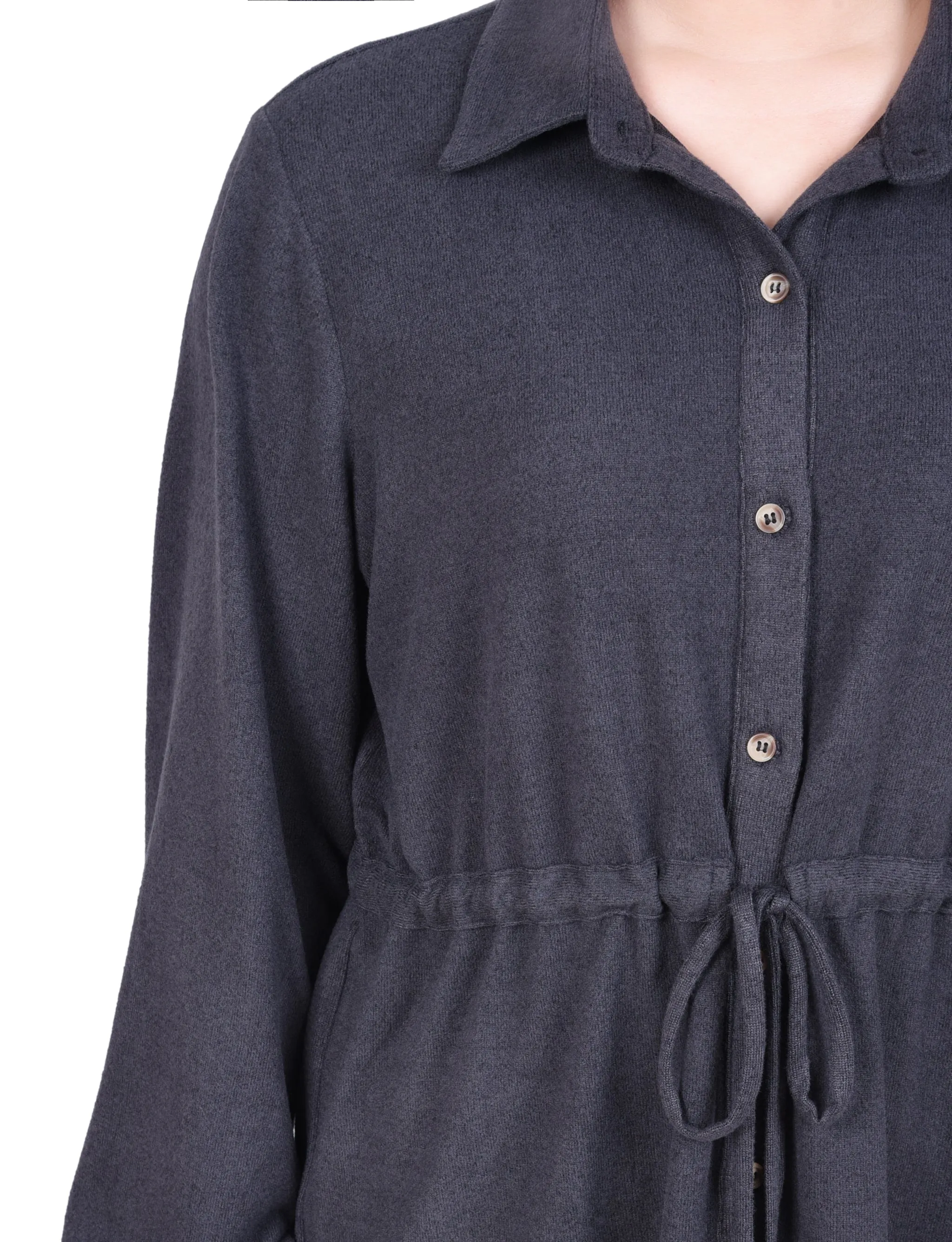 Long Dolman Sleeve Drawstring-Waist Tunic Top
