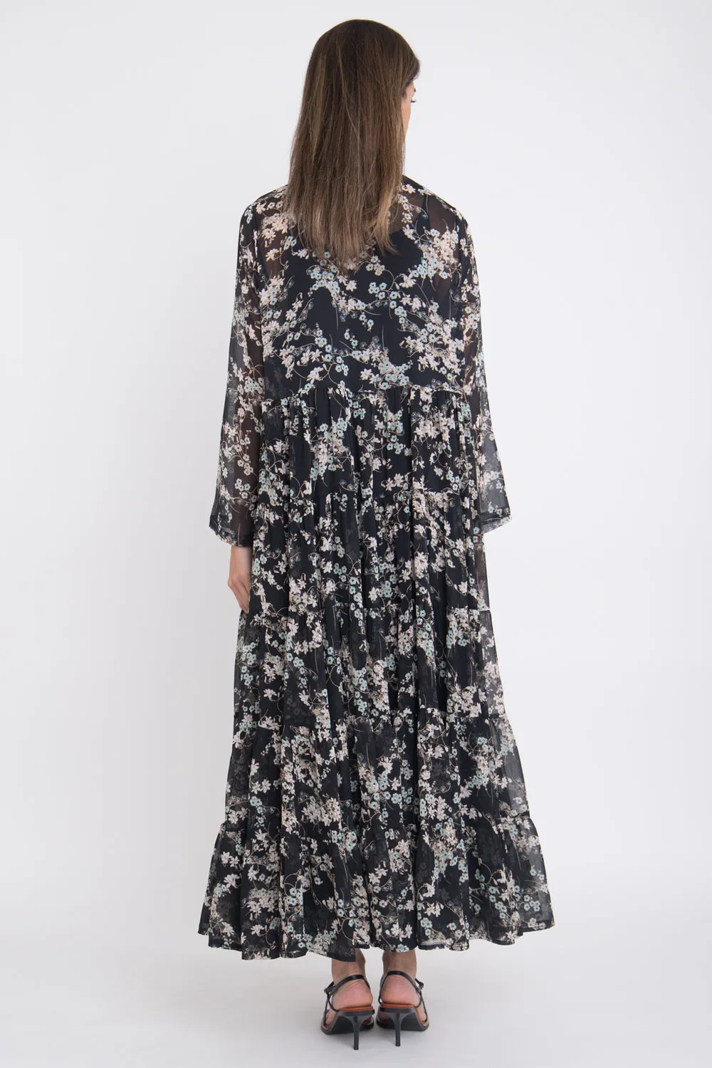 Louna Cotton Chiffon Black Dress