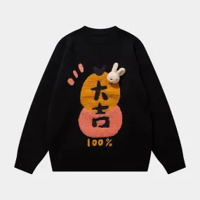 Lucky Bunny Knit Sweater - Wrap Yourself in Joyful Warmth and Style! 🍀💖