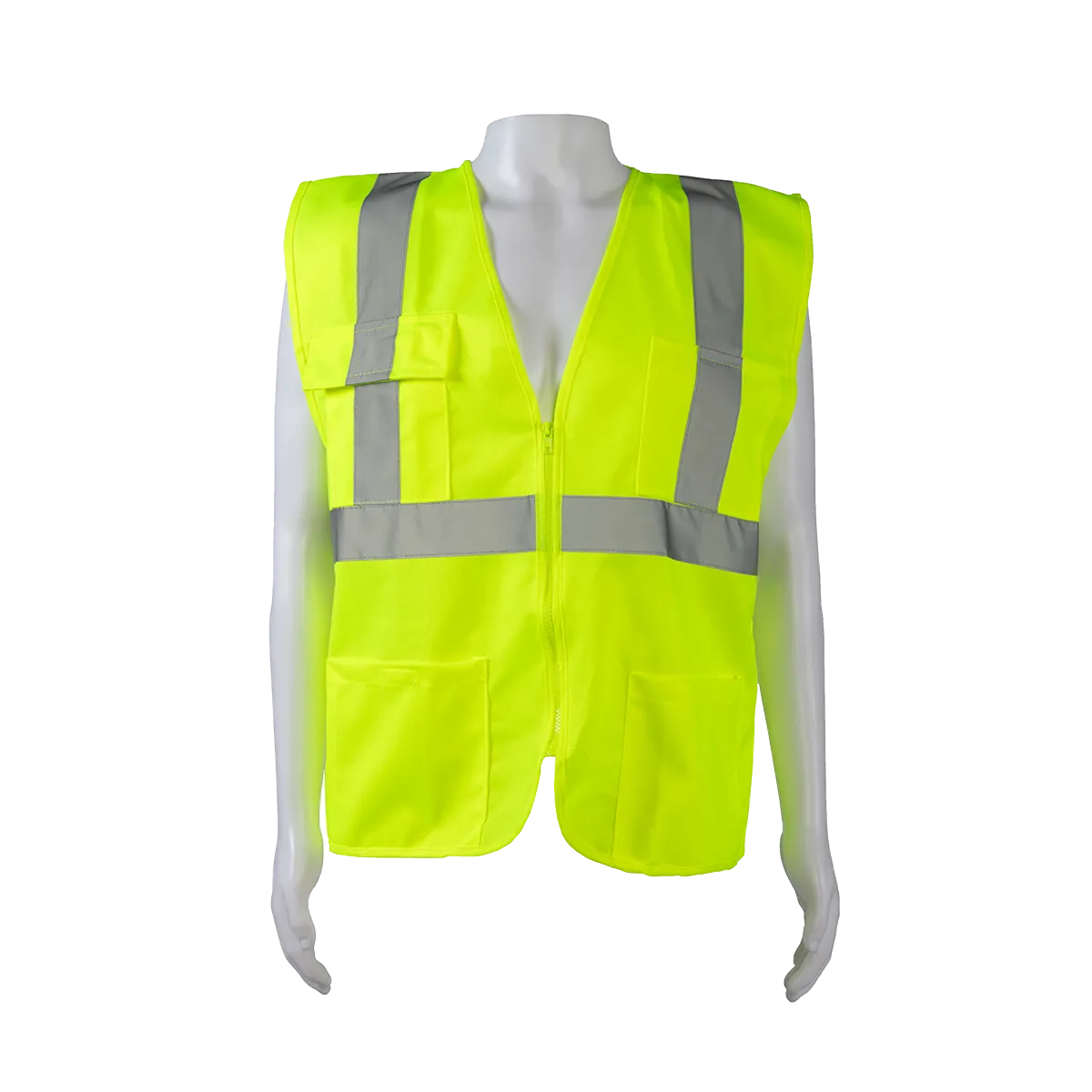 LV24 LIME SOLID ANSI CLASS II 4-Pocket Safety Vests