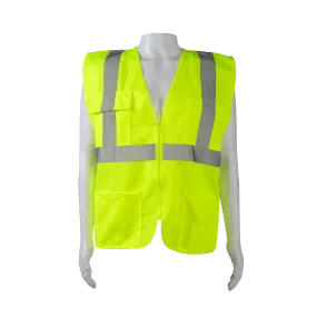 LV24 LIME SOLID ANSI CLASS II 4-Pocket Safety Vests