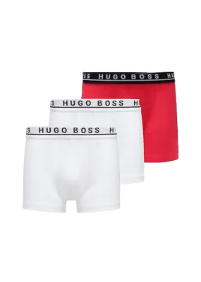Men's 3 Pack Plain Boxers Set,White/Burgundy