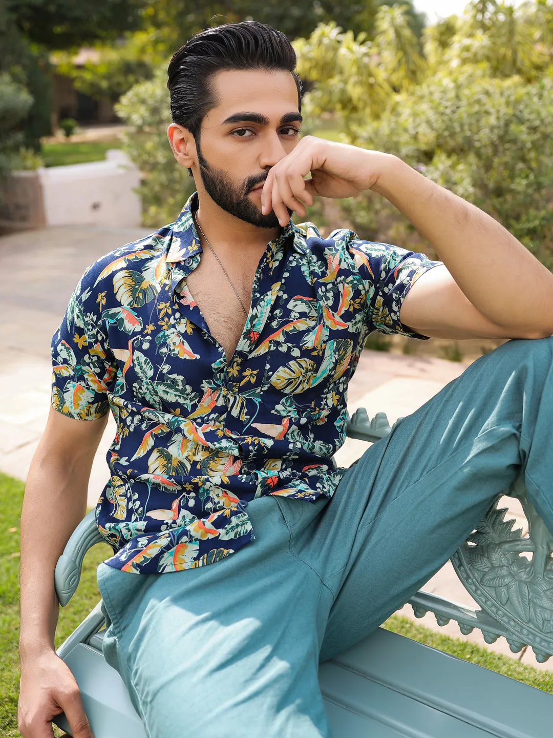 Men's Floral Print Pure Viscose Rayon Multi Colour Casual Shirt
