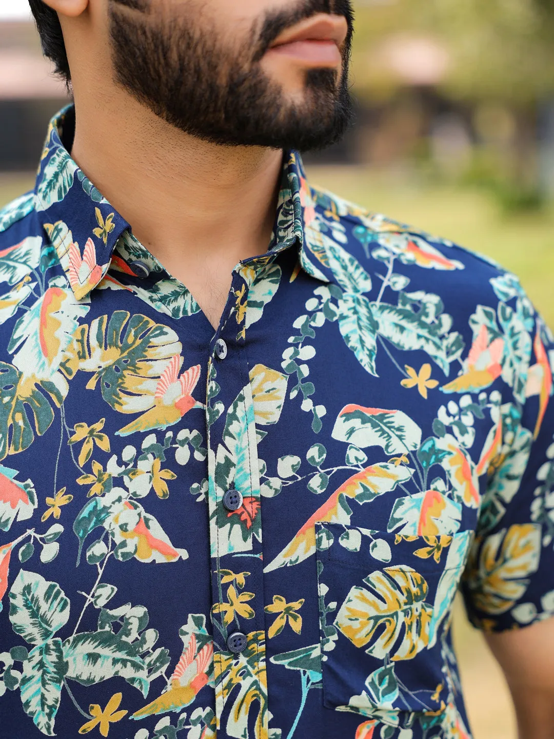 Men's Floral Print Pure Viscose Rayon Multi Colour Casual Shirt