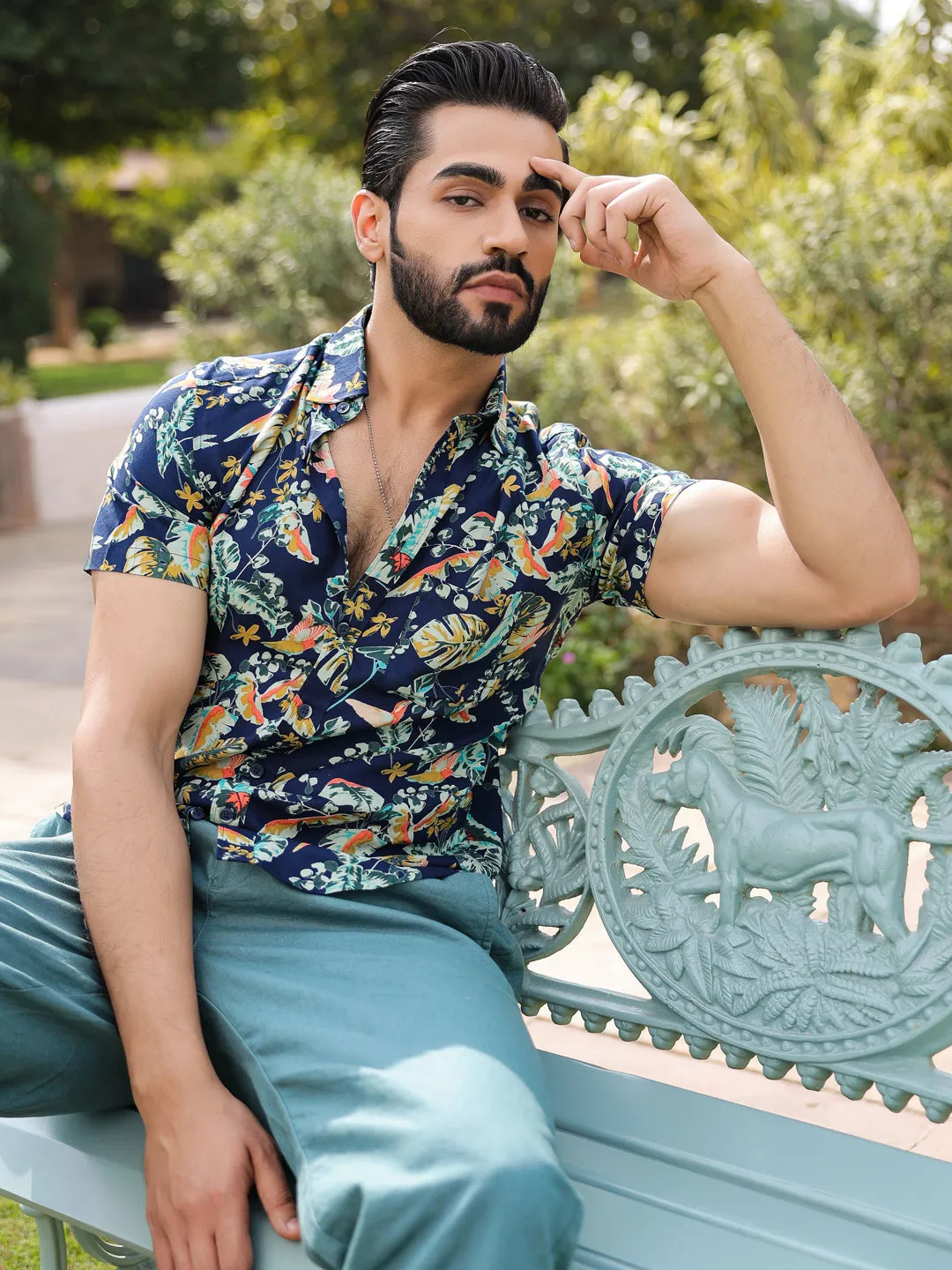 Men's Floral Print Pure Viscose Rayon Multi Colour Casual Shirt