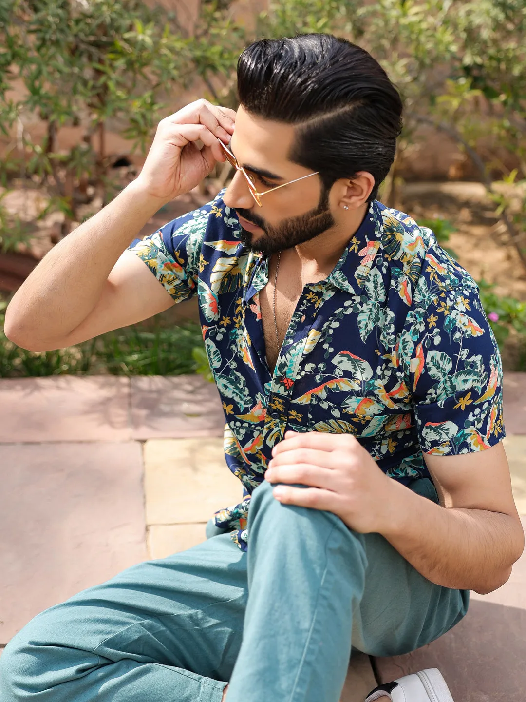 Men's Floral Print Pure Viscose Rayon Multi Colour Casual Shirt