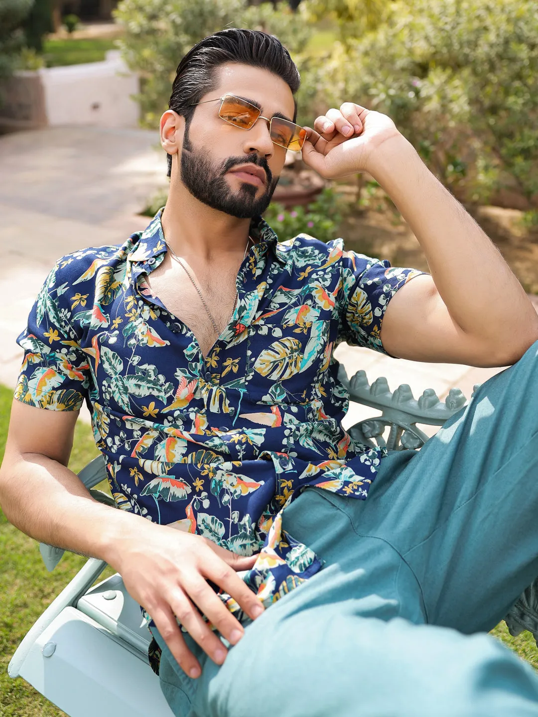 Men's Floral Print Pure Viscose Rayon Multi Colour Casual Shirt