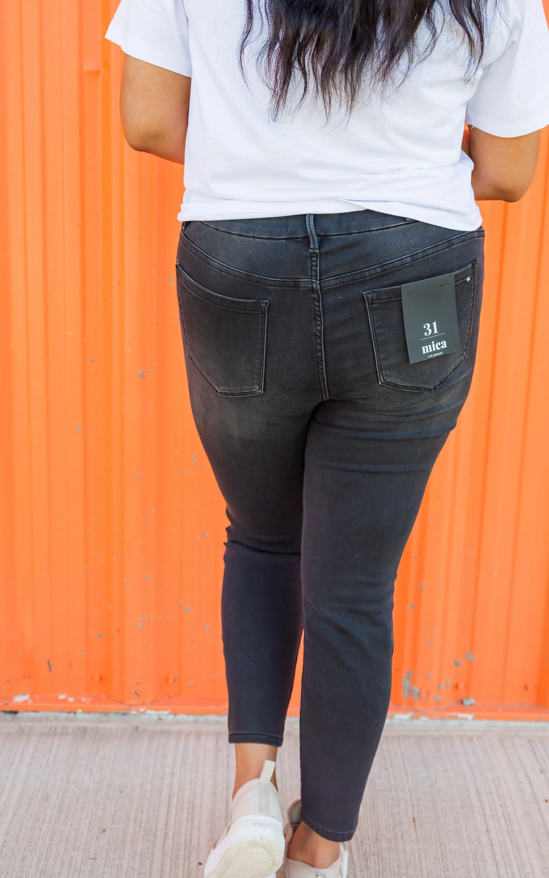 Mica | The Aniston Super Soft Mid-Rise Black Skinny Denim Jeans