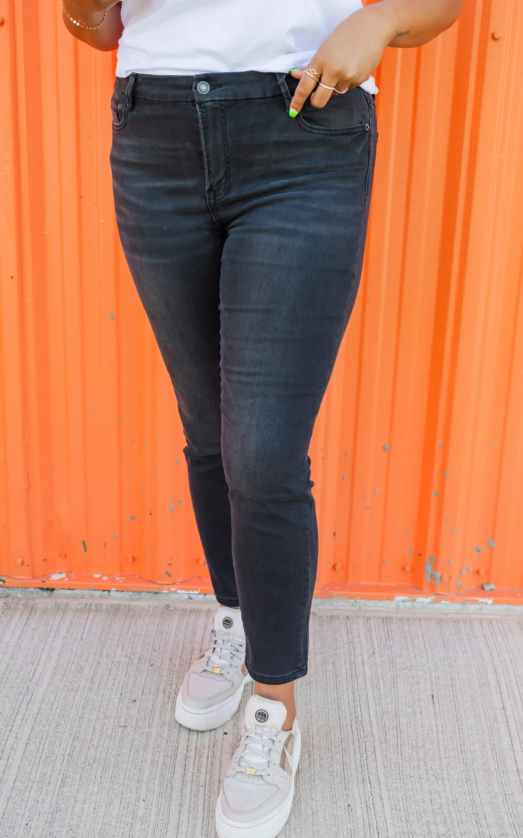 Mica | The Aniston Super Soft Mid-Rise Black Skinny Denim Jeans