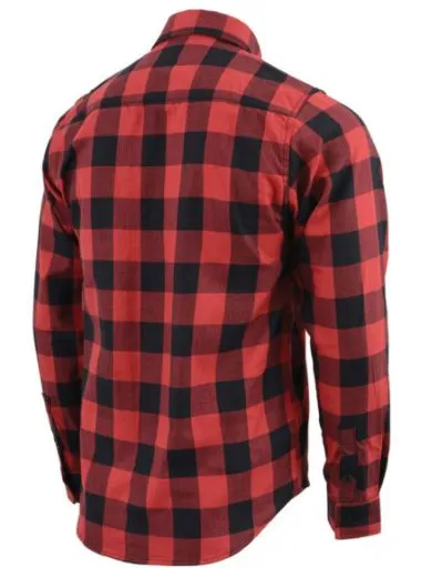 Milwaukee Performance MPM1631 Men's Armored Checkered Flannel Biker Shirt with Aramid® by DuPont™ Fibers-Red/Black