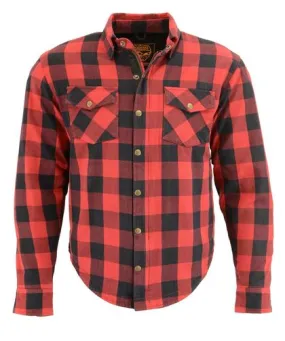 Milwaukee Performance MPM1631 Men's Armored Checkered Flannel Biker Shirt with Aramid® by DuPont™ Fibers-Red/Black