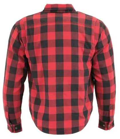Milwaukee Performance MPM1631 Men's Armored Checkered Flannel Biker Shirt with Aramid® by DuPont™ Fibers-Red/Black