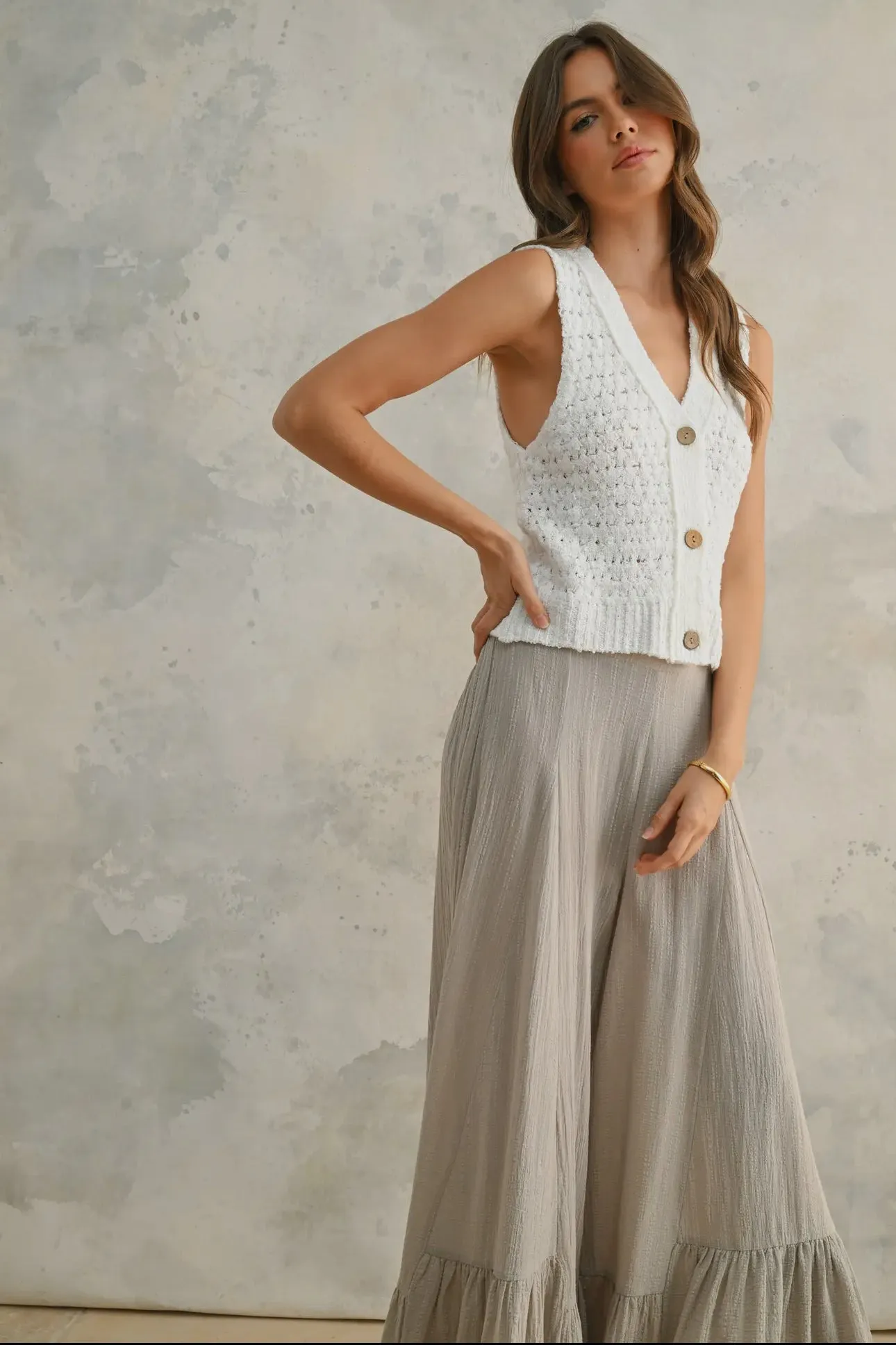 Miou Muse White Knitted Vest