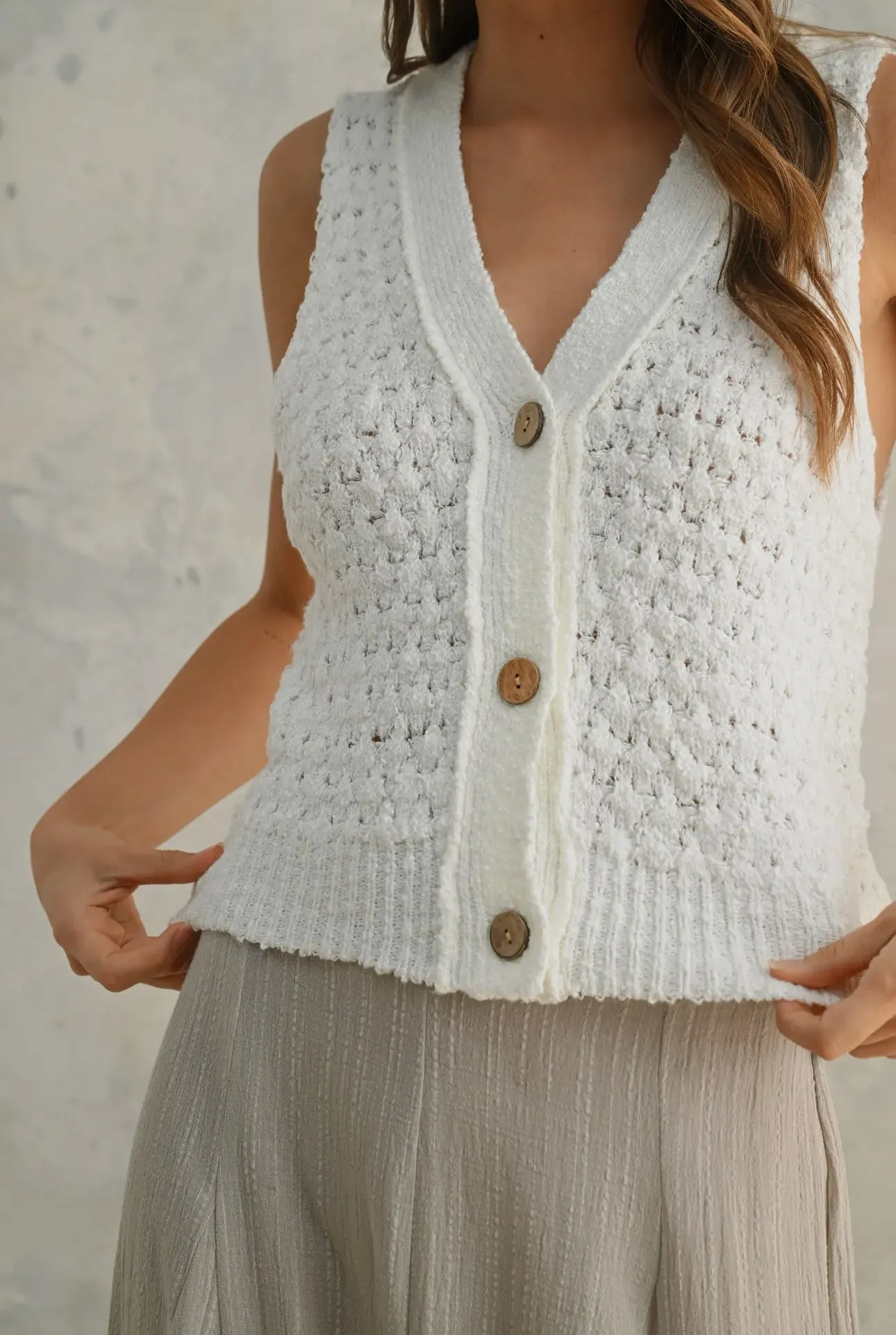 Miou Muse White Knitted Vest