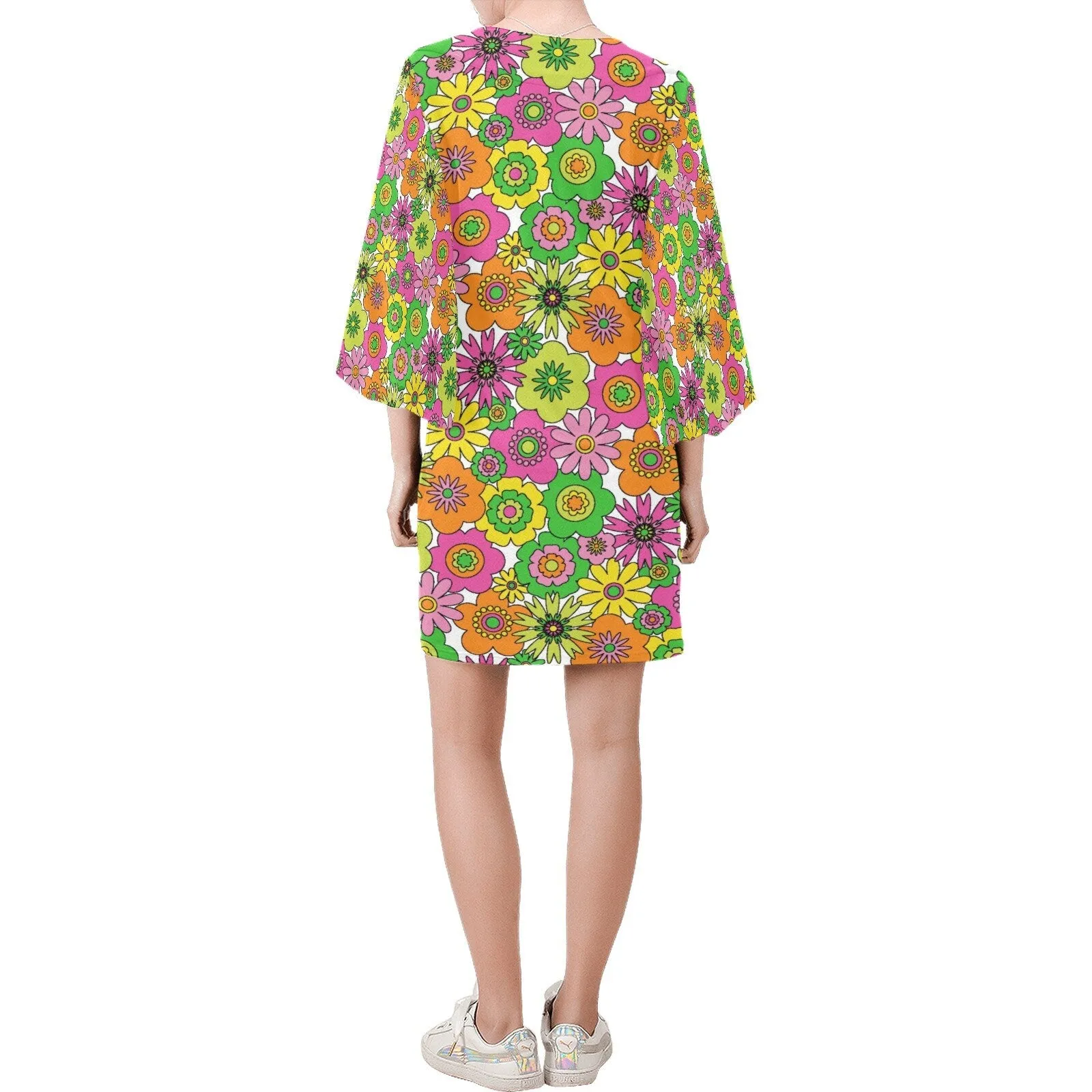 Mod Dress, 60s 70s Style Dress, Retro Shift Dress, 60s Style Dress, 70s Style Dress, 70s Hippie Bell Sleeve Dress