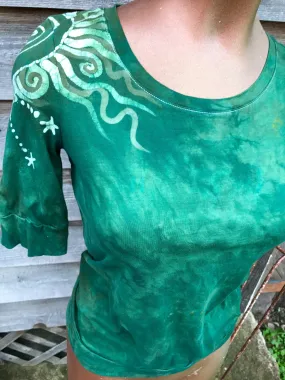 Mossy Green Shoulder Swirls Sale Basket Top - Size Small