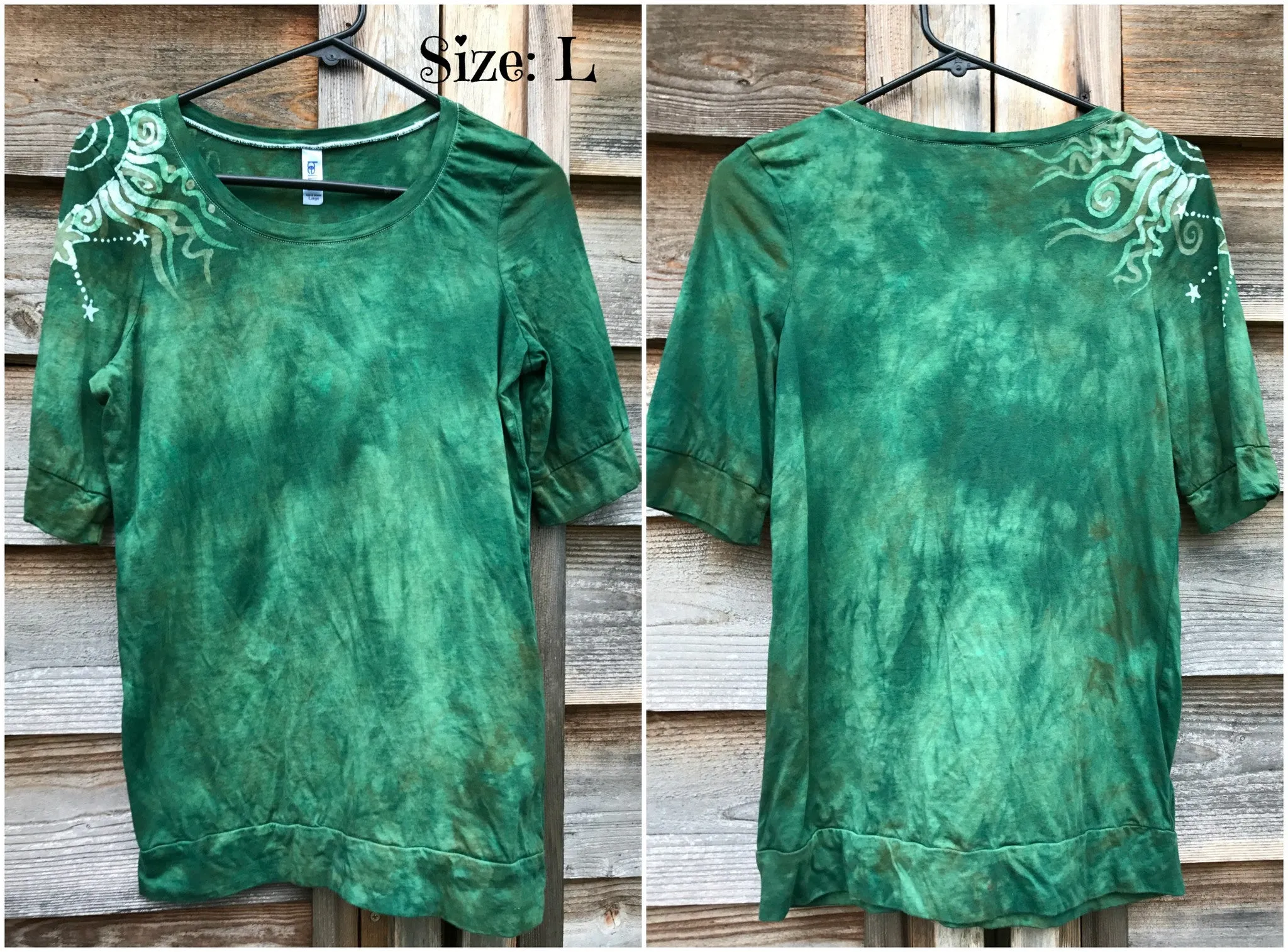 Mossy Green Shoulder Swirls Sale Basket Top - Size Small