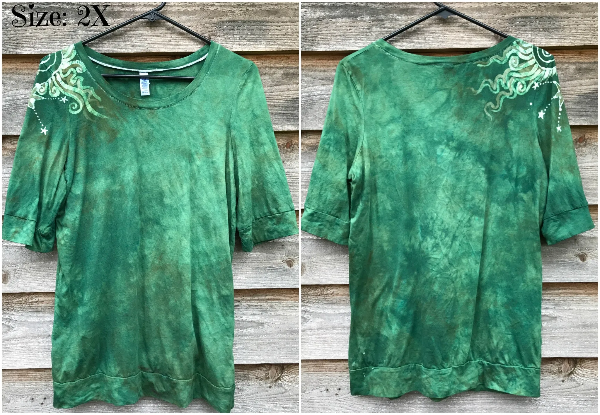 Mossy Green Shoulder Swirls Sale Basket Top - Size Small