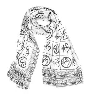 New Om Prayer Scarf in White