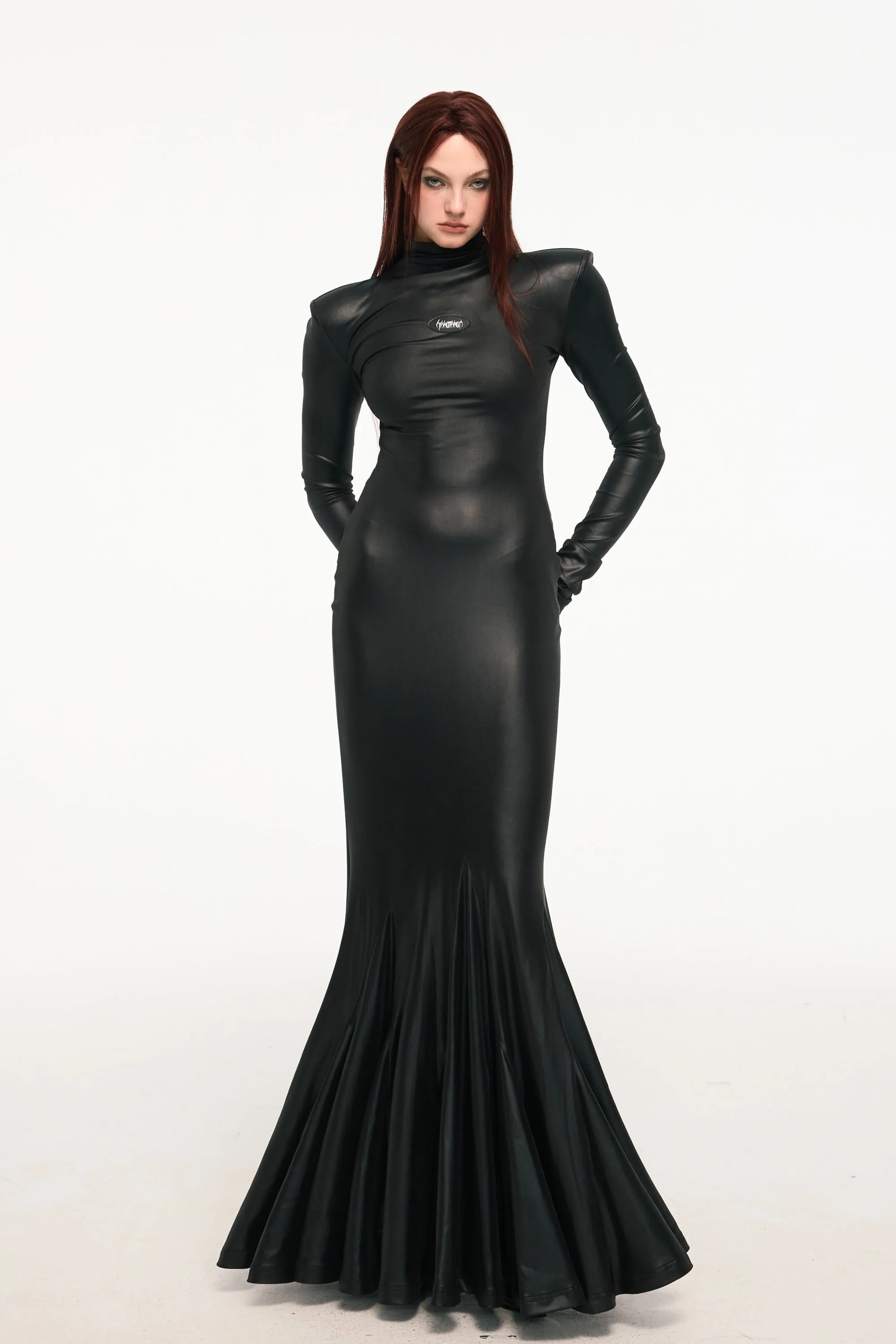 ONYX shoulder-padded dress