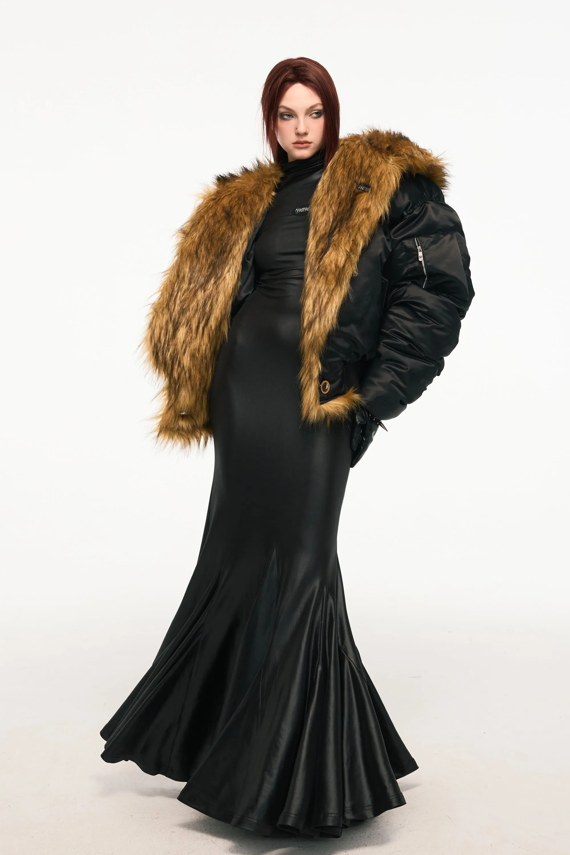 ONYX shoulder-padded dress