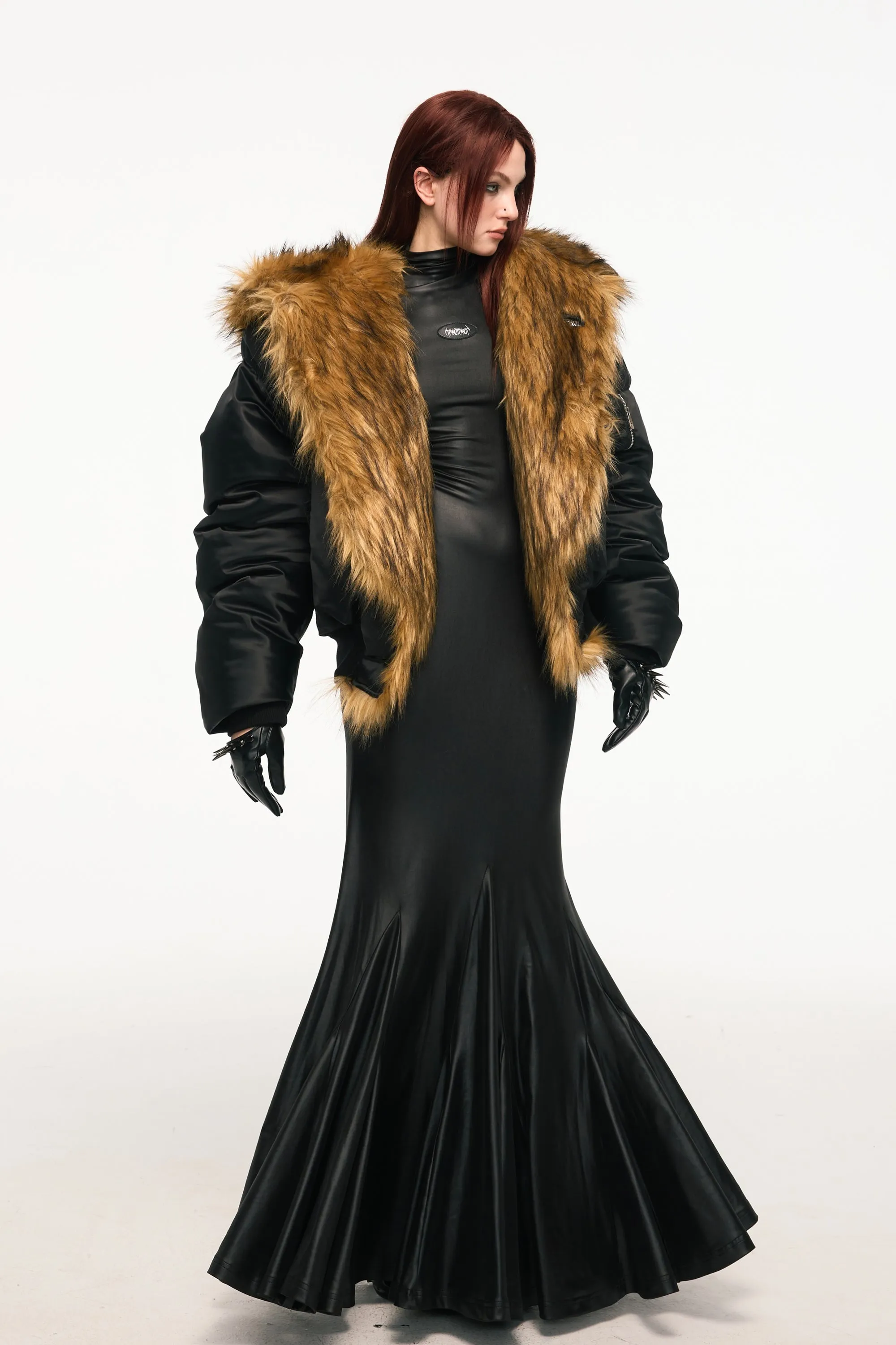 ONYX shoulder-padded dress