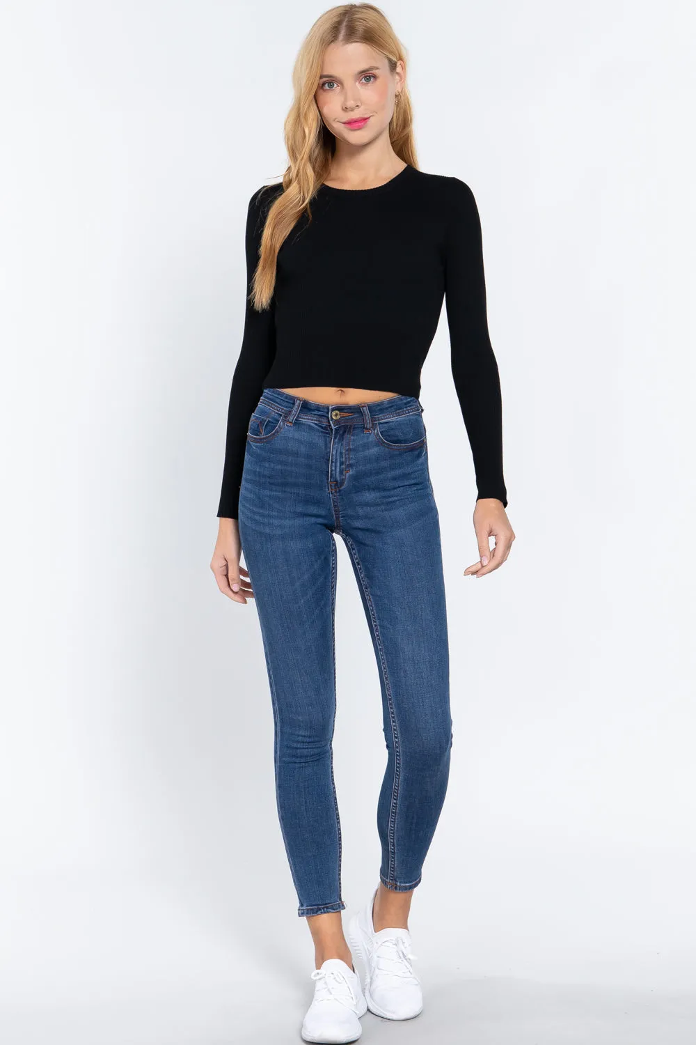 Open Back Long Sleeve Sweater Top