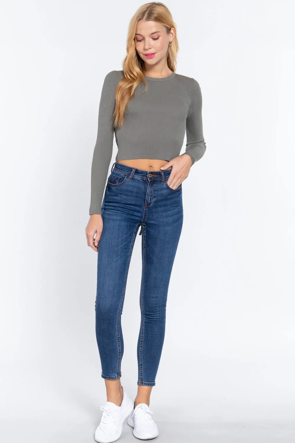 Open Back Long Sleeve Sweater Top