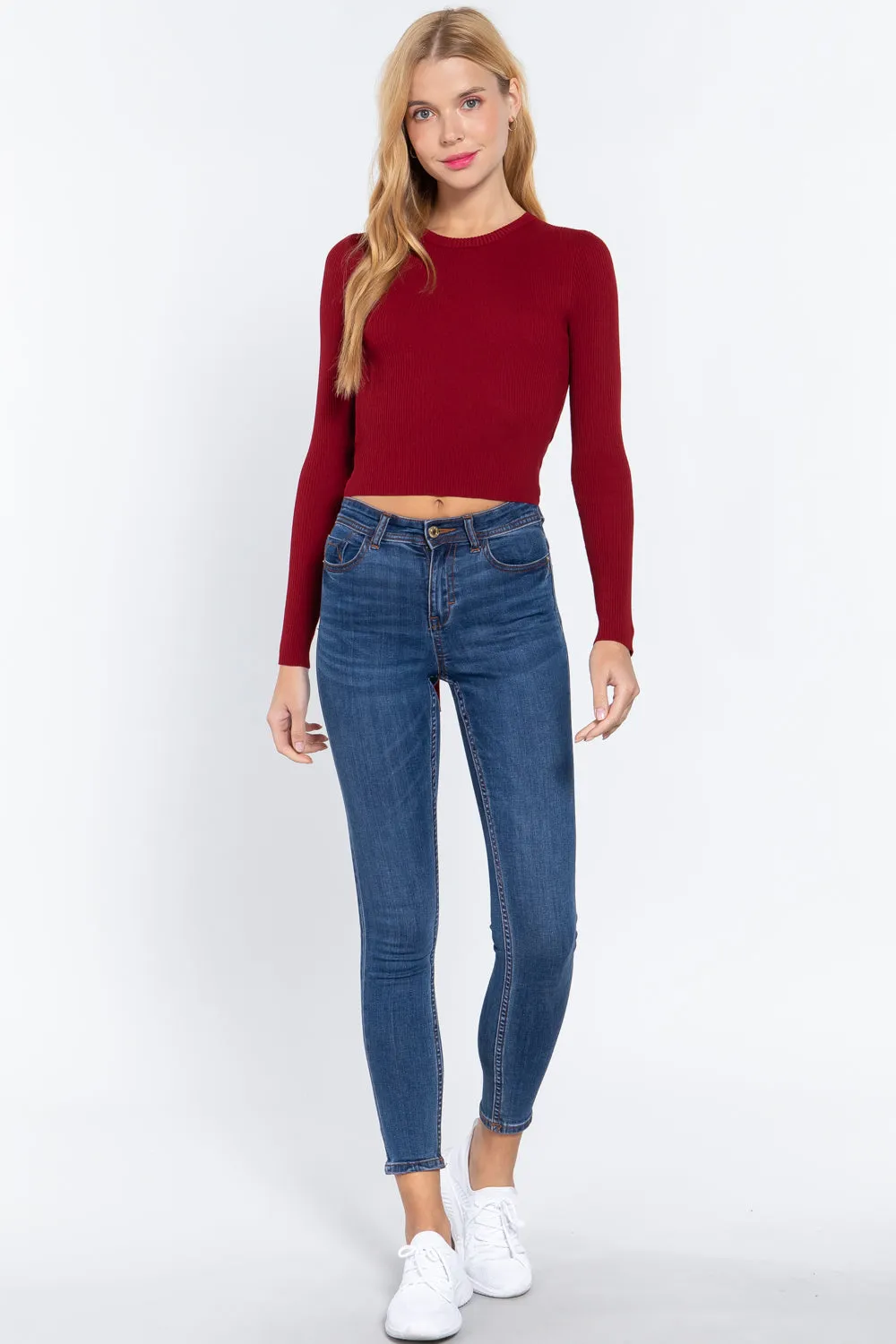 Open Back Long Sleeve Sweater Top