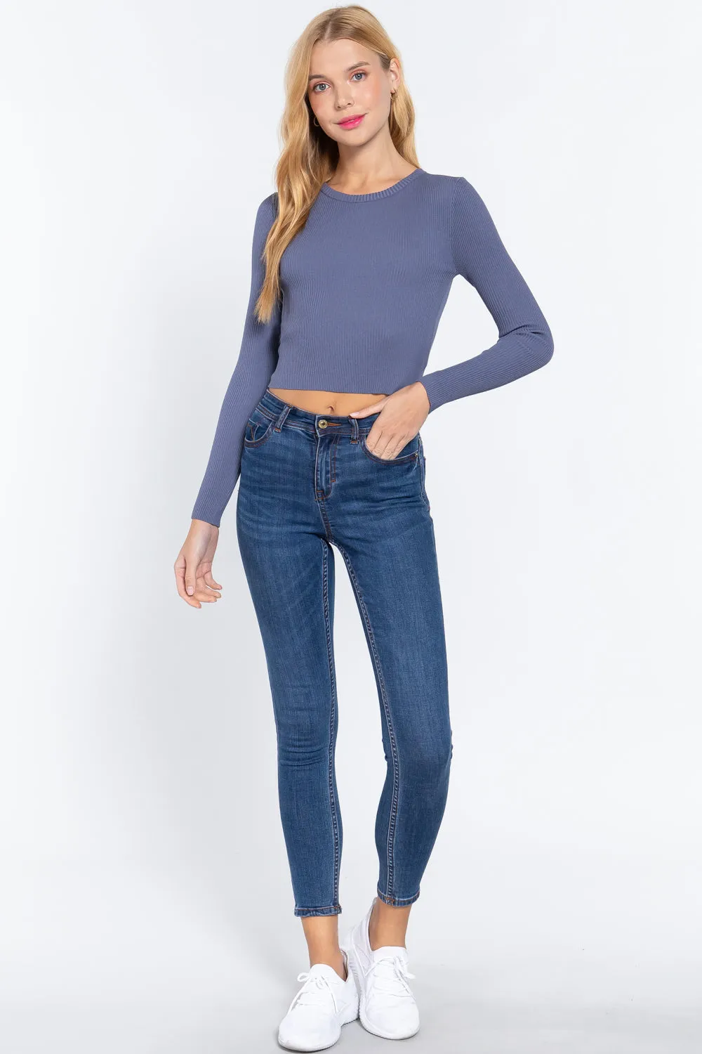 Open Back Long Sleeve Sweater Top