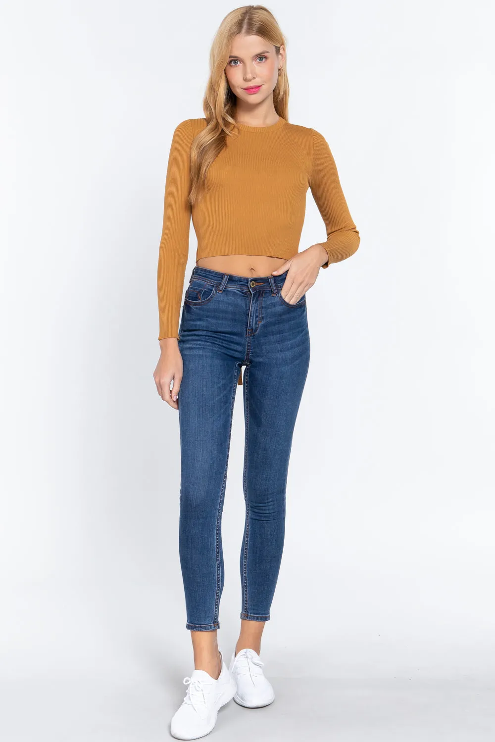Open Back Long Sleeve Sweater Top