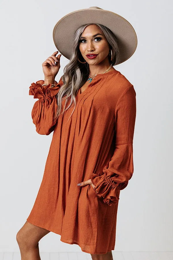 Patio In Paris Shift Dress In Rust
