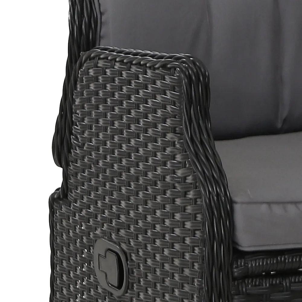 PE Wicker Recliner 2PC Set with Cushions, Gardeon