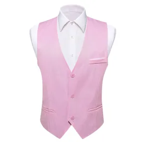 Petal Pink Solid Men's V-Neck Business Single Vest