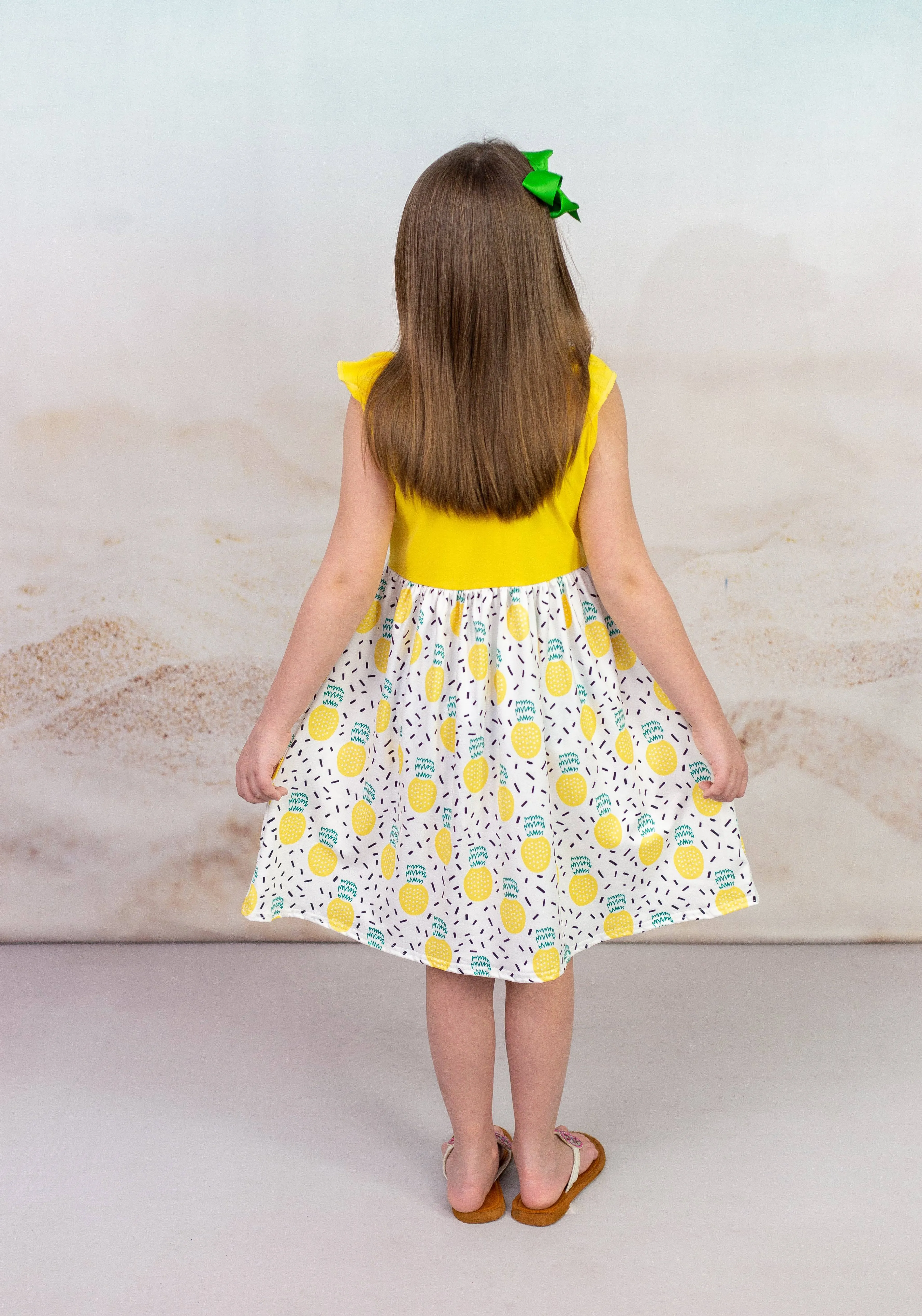 Pineapple Ruffle Tank Milk Silk Dress